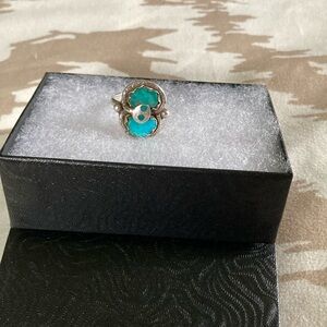Vintage Signed EFFIE C. ZUNI CALAVAZA Silver Turquoise Ring